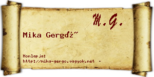 Mika Gergő névjegykártya
