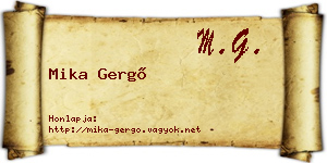 Mika Gergő névjegykártya